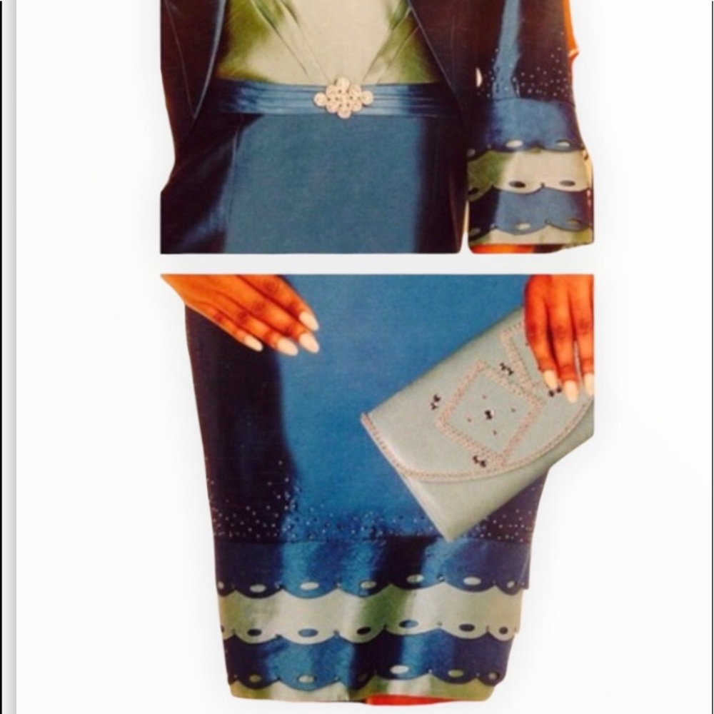 🔴Teal/Dark Aqua Dress with Short Jacket - Picture 6 of 9